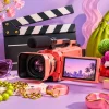 ファッションと動画撮影をモチーフにした人物のいないイラスト